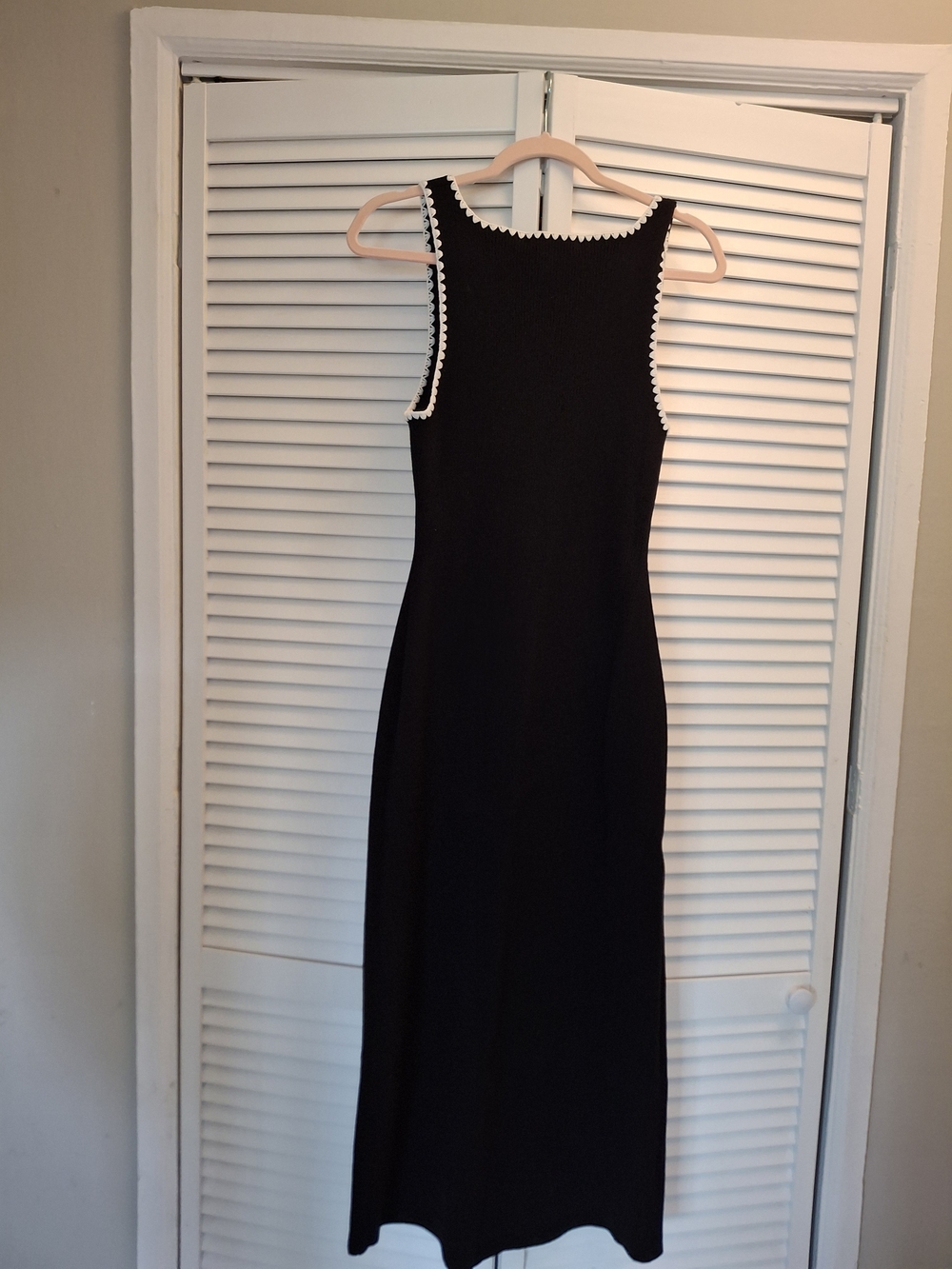 Sezane Iona Midi Dress with White Scallop Trim Sz M NWT - Picture 2 of 2